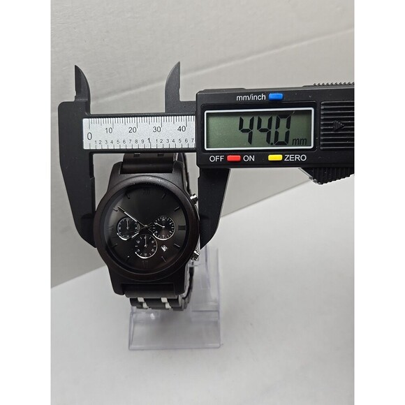 Unbranded Wooden Watch Quartz Chronograph Date Brown Dial New Battery 44 mm Mens - Picture 5 of 11